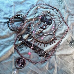 Jewelry bundle copper bronze necklace bracelet earrings lot steampunk princess
